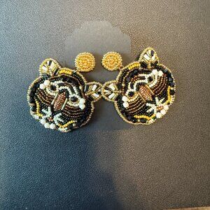 Pierced Beaded Tiger Earrings
